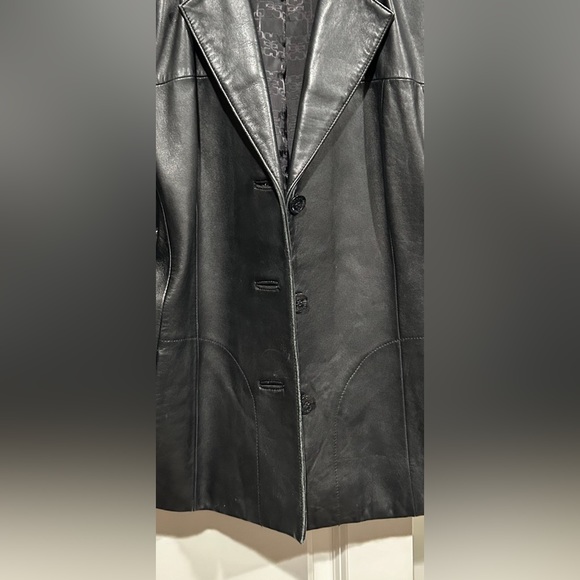 Black Leather Blazer Jacket - Picture 7 of 8